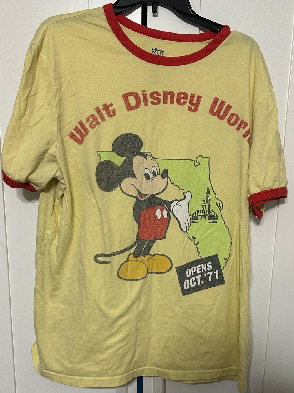 Walt Disney World Mickey Mouse Vintage Style Ringer Tee - Yellow & Red